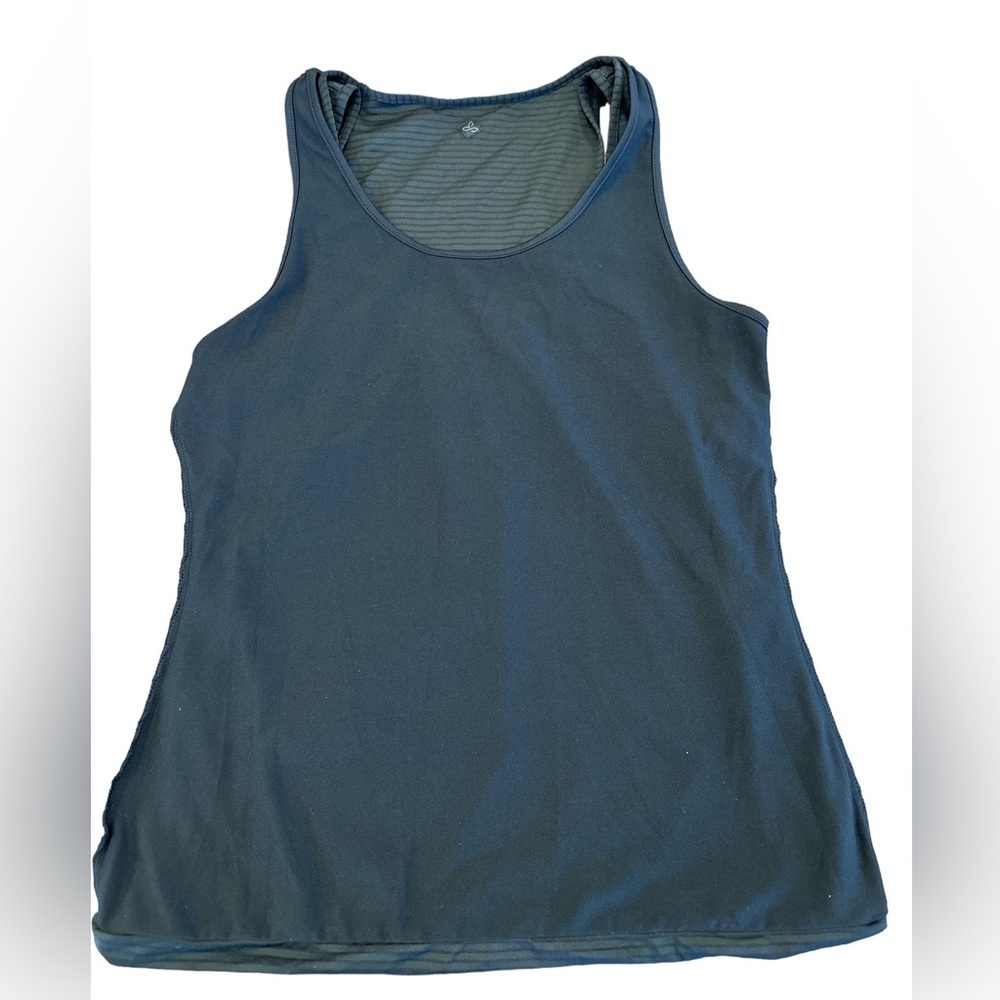 Prana Two Layer Workout Tank BlackGray Striped Excellent Medium - Picture 3 of 4